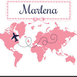 Personalized Piggy Bank - Pink World Map
