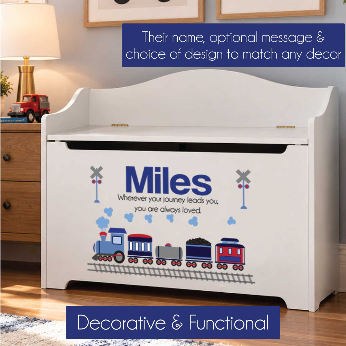 White Toy Box Bench - Barnyard Animals - MyBambino.com