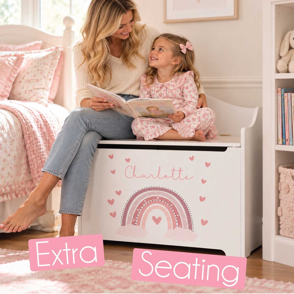 White Toy Box Bench - Sports