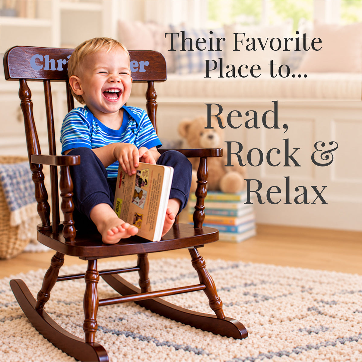 Personalized Heirloom Quality Spindle Rocking Chair 2.0 - MyBambino.com