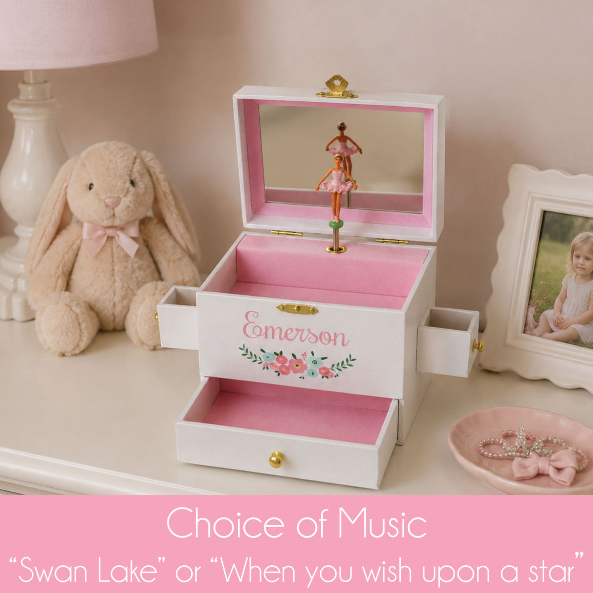 Personalized Deluxe Musical Ballerina Jewelry Box 2.0 - MyBambino.com