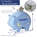Personalized Blue Piggy Bank - Mountain Bear - MyBambino.com