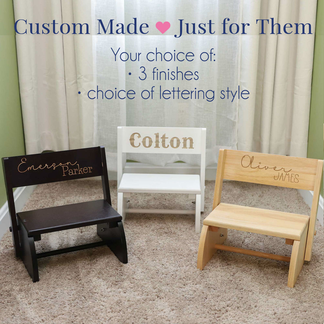 Engraved Child's Wood Flip Stool 2.0