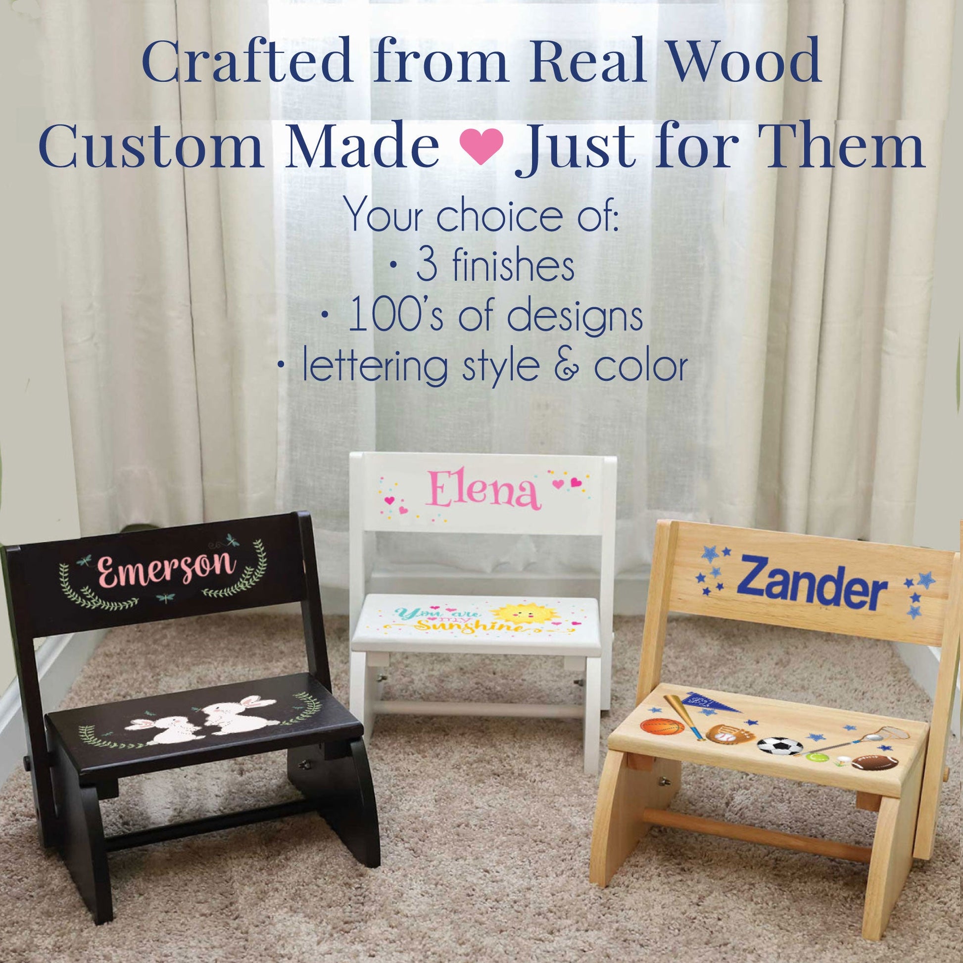 Personalized Pink Princess Crown Child's Espresso Flip Stool