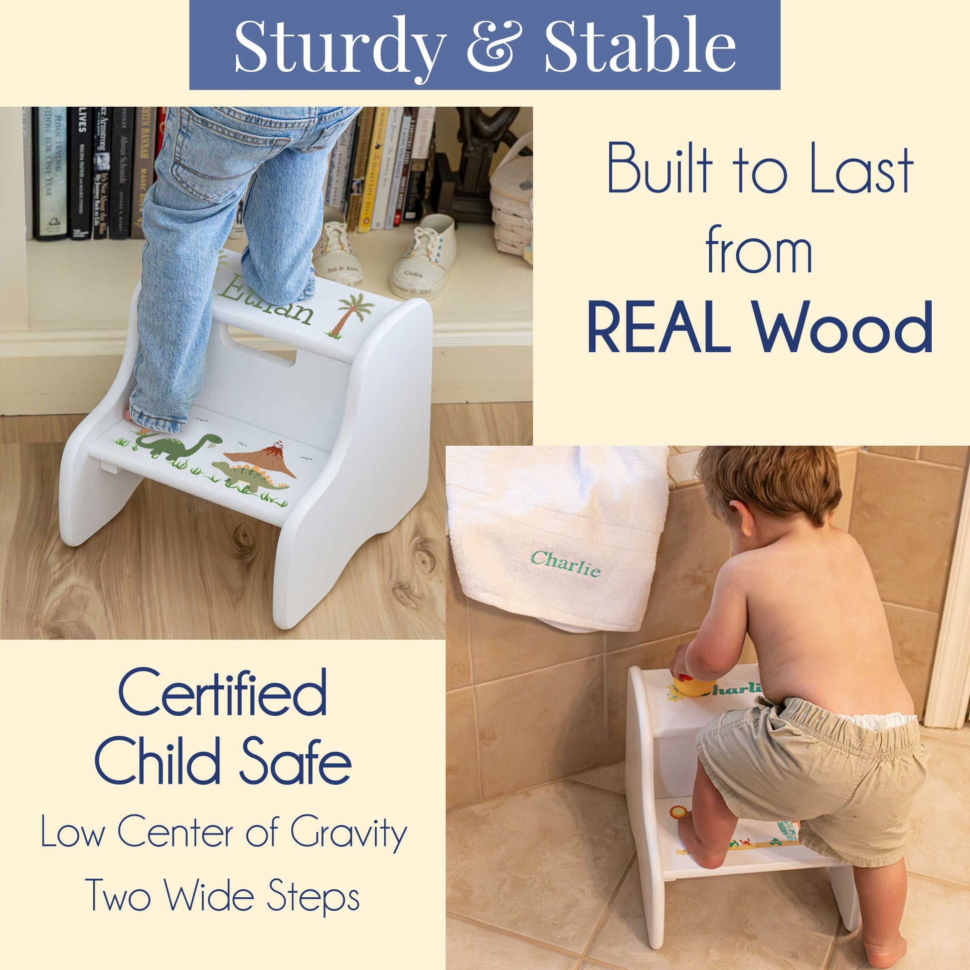 Child's White Lacrosse Sticks White Two Step Stool