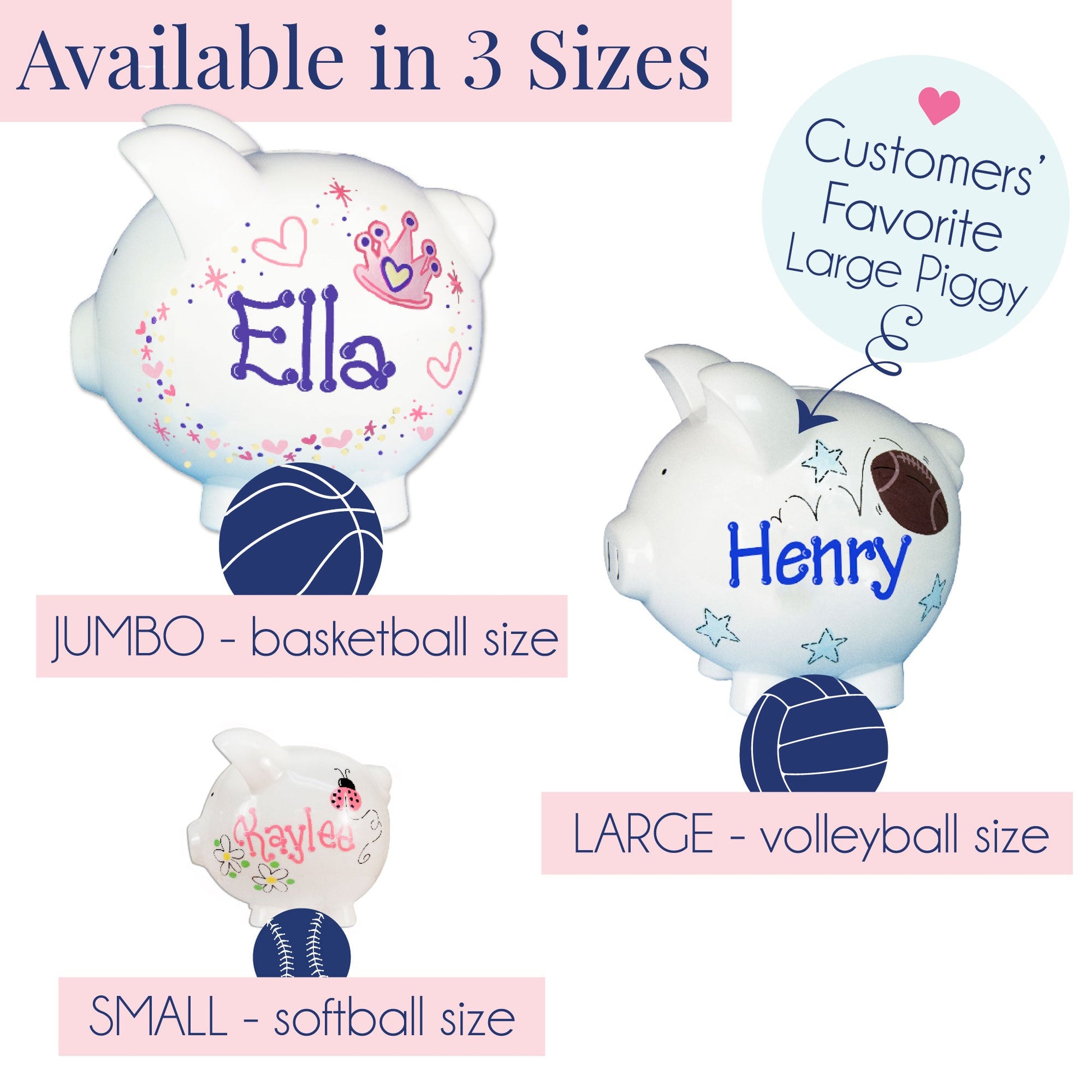 Hand Painted Personalized Classic Crayon Piggy Bank - MyBambino.com