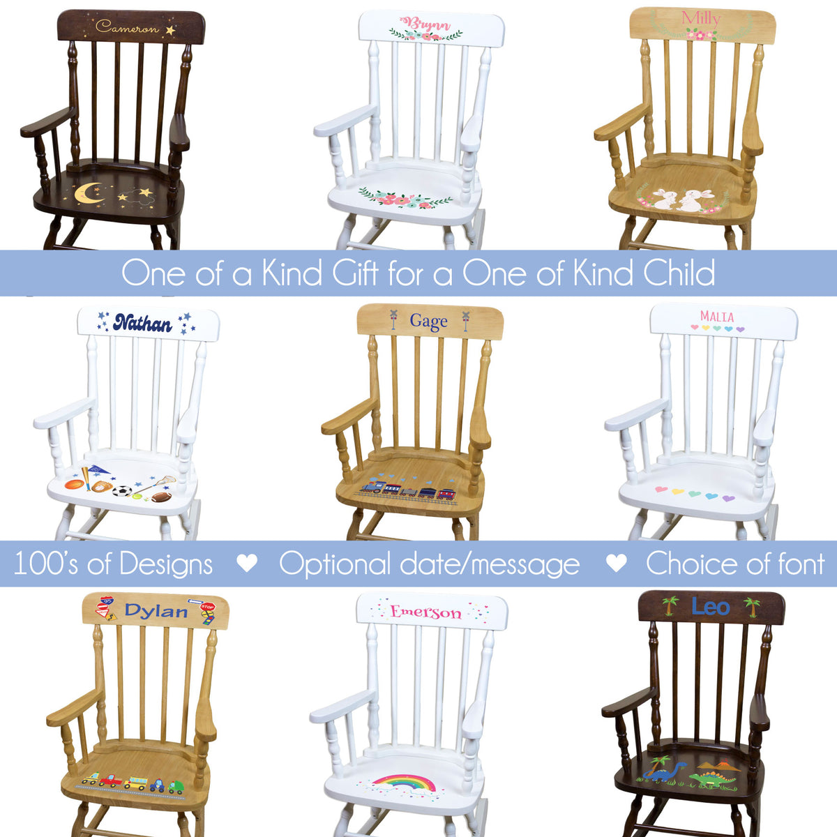 Personalized Heirloom Quality Spindle Rocking Chair 2.0 - MyBambino.com