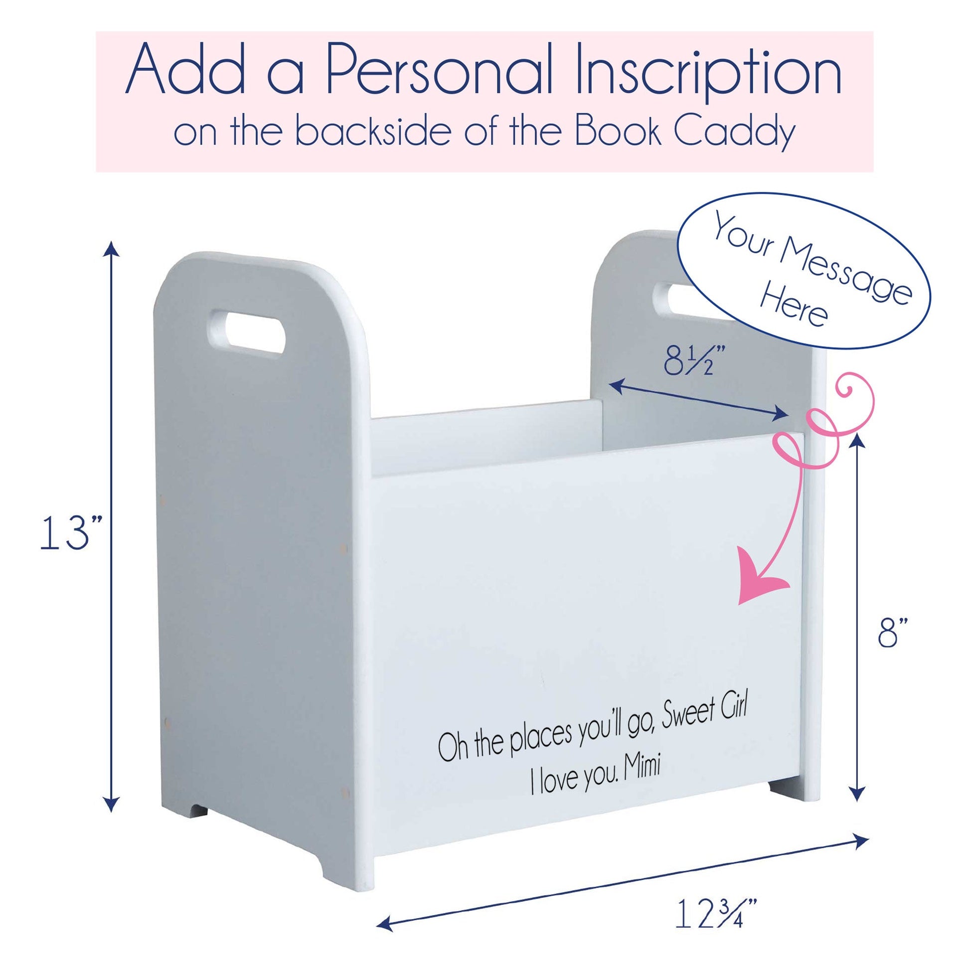 Personalized Pink Heart Book Caddy - MyBambino.com
