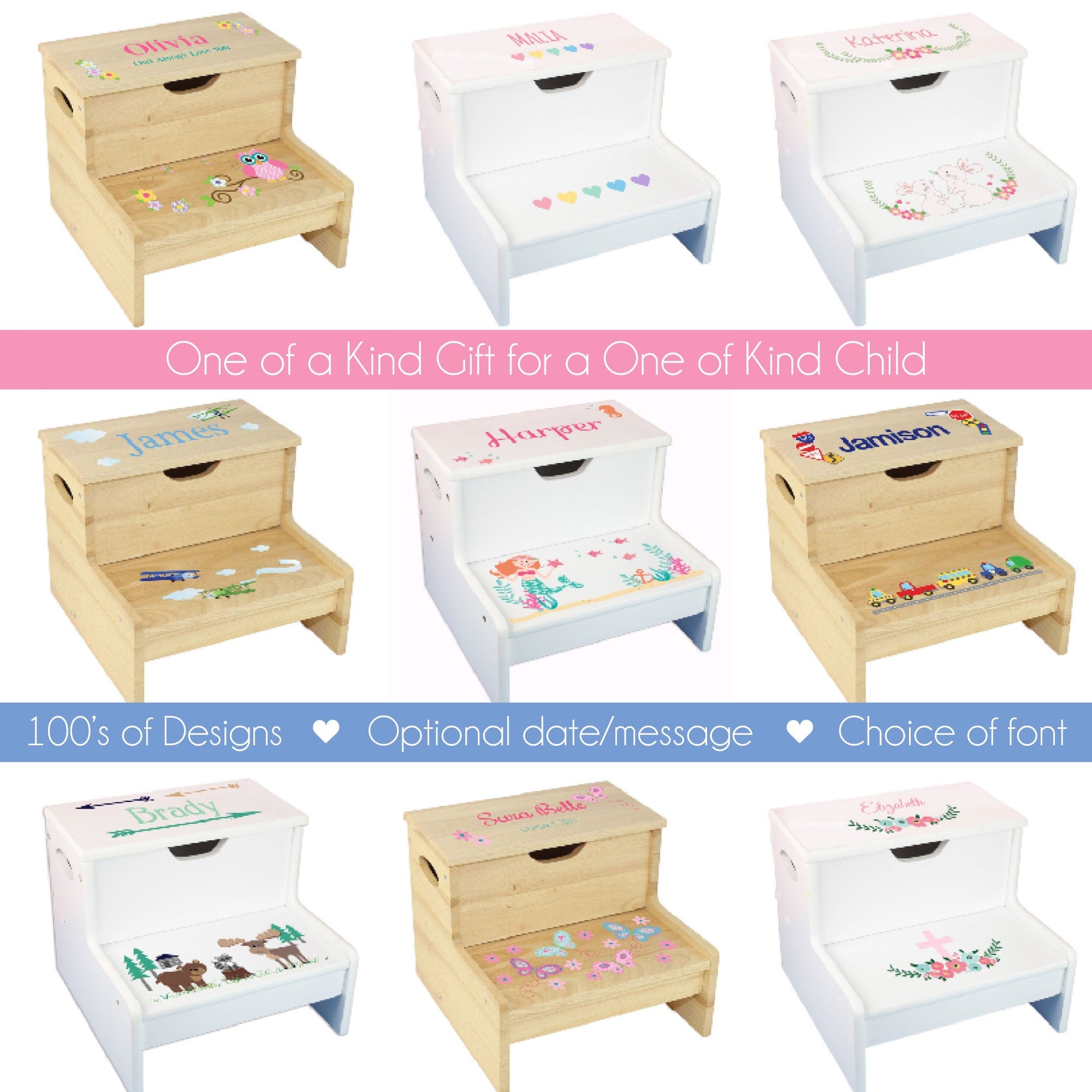 Tennis White Storage Step Stool