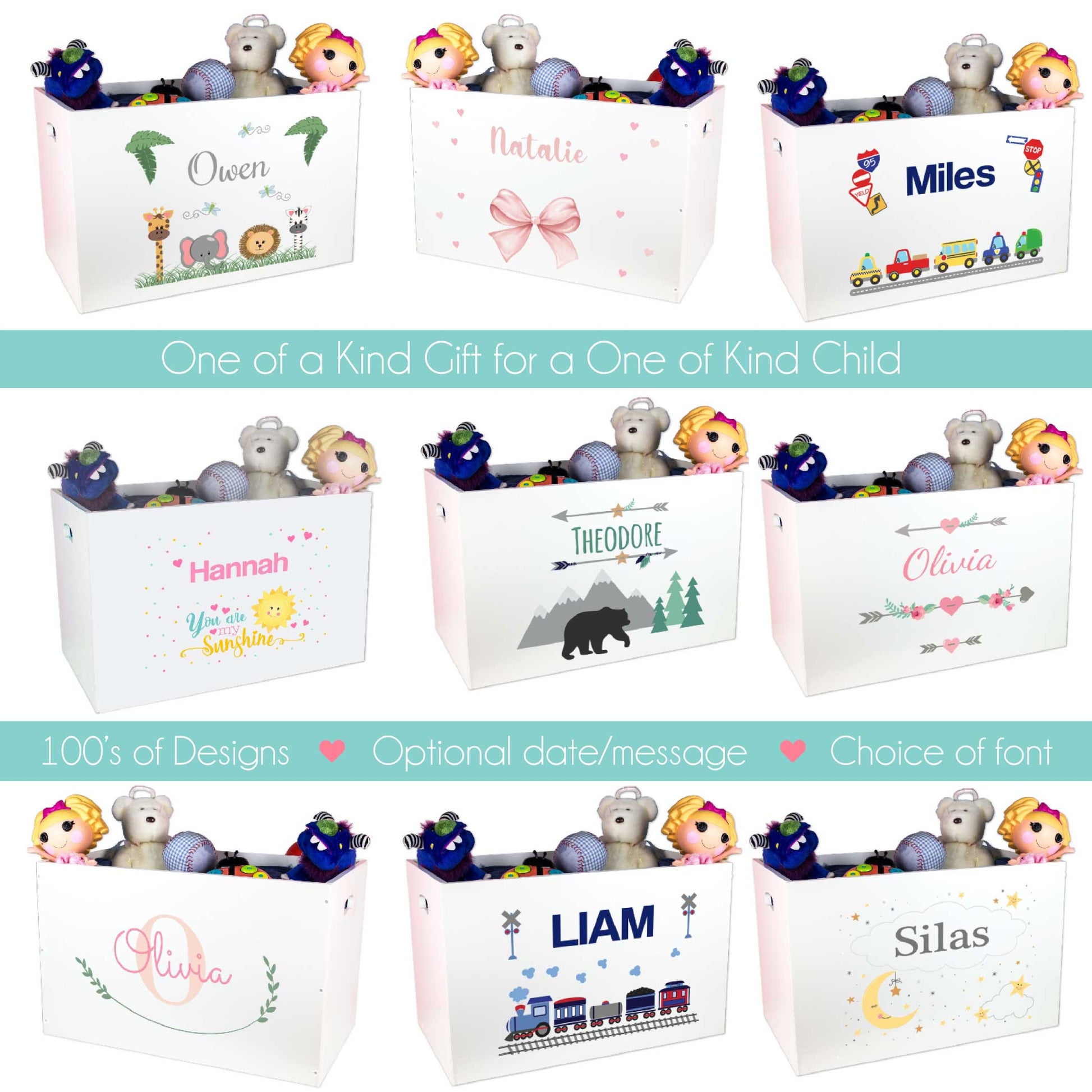 Open Top Toy Box - Multihearts - MyBambino.com