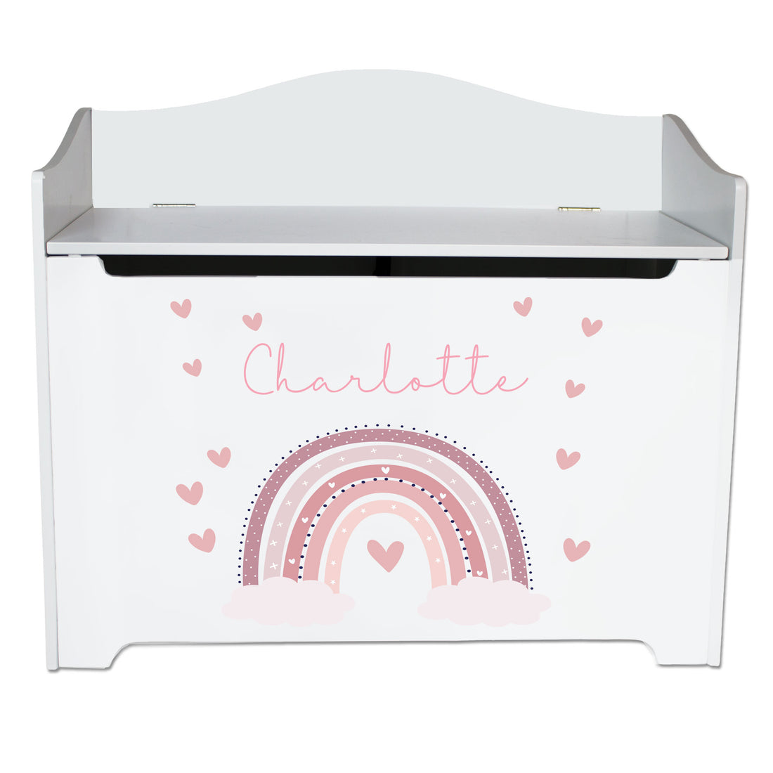 Personalized Mauve Rainbow Toy Box Bench - MyBambino.com