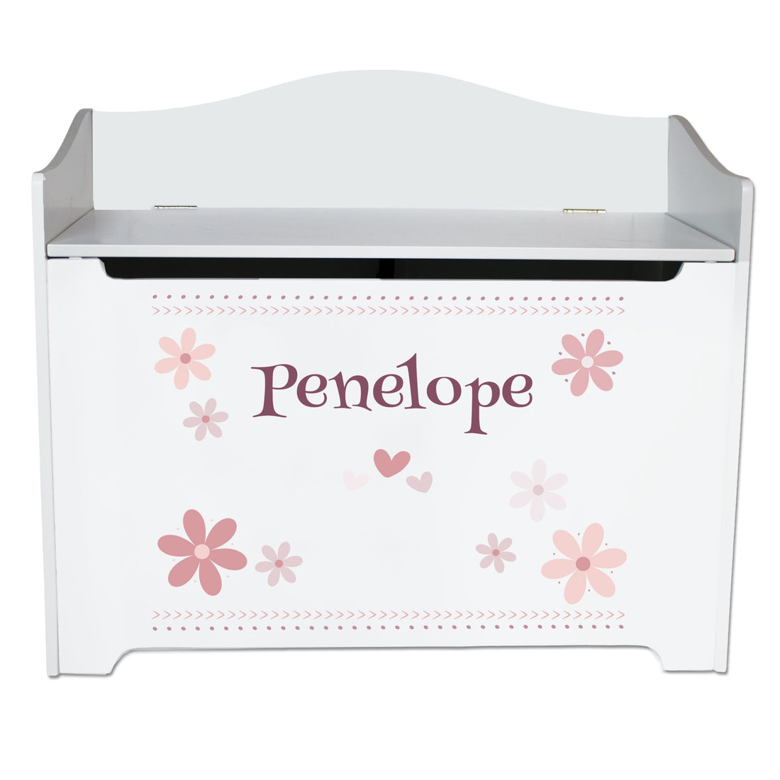 Personalized Mauve Daisy Toy Box Bench - MyBambino.com