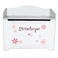 Personalized Mauve Daisy Toy Box Bench - MyBambino.com