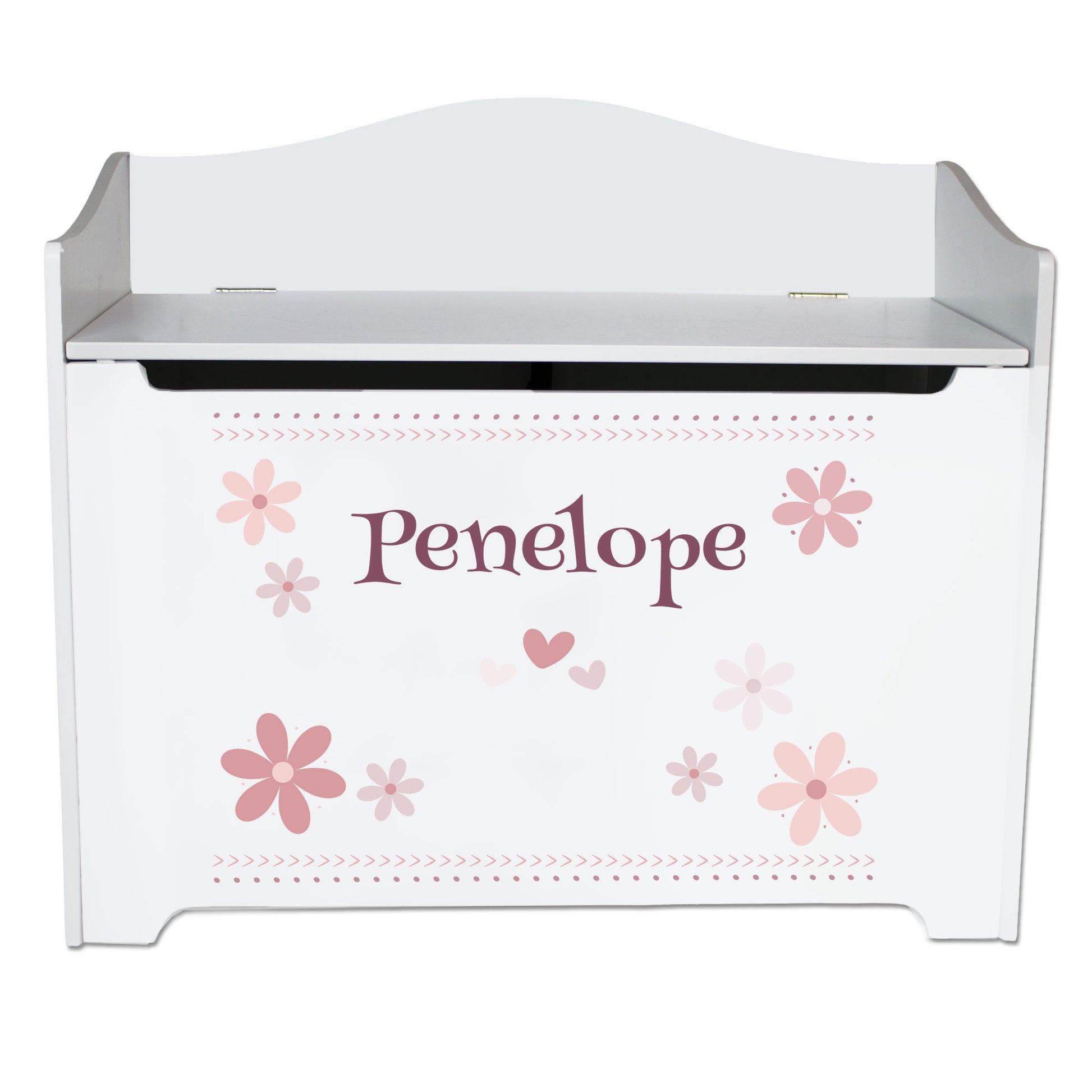 Personalized Mauve Daisy Toy Box Bench - MyBambino.com