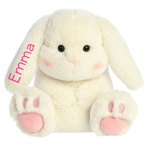 Embroidered White Plush Toe Bean Bunny Rabbit