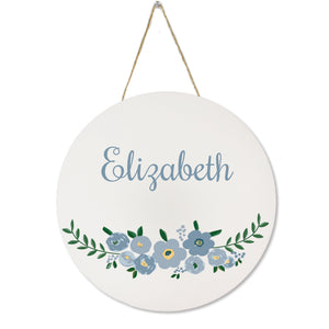 White Circle Sign - Blue Floral