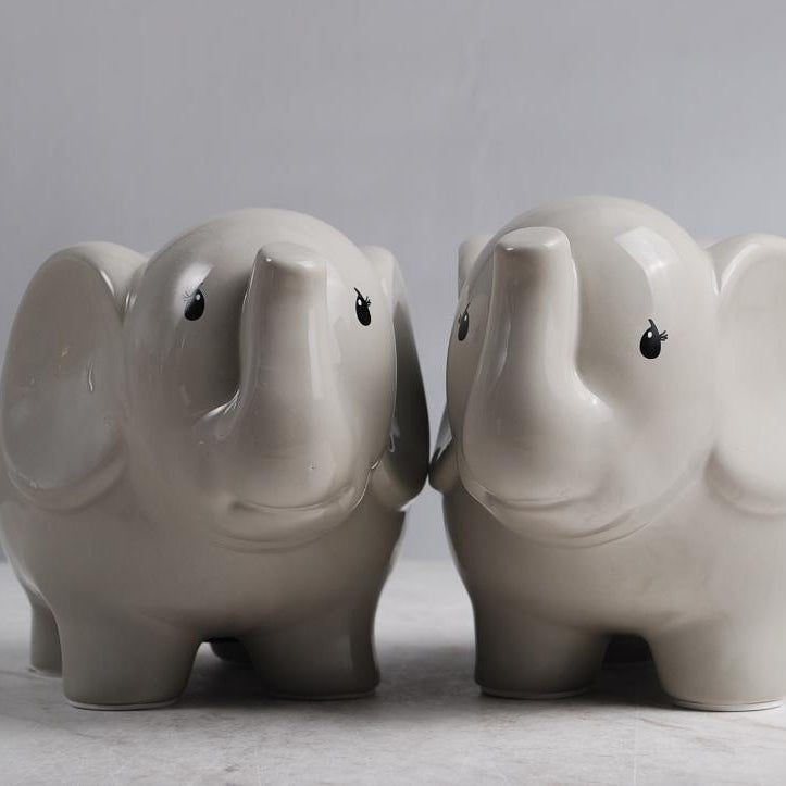 Boy Gray Personalized Elephant Bank - MyBambino.com