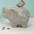 Boy Gray Personalized Elephant Bank - MyBambino.com
