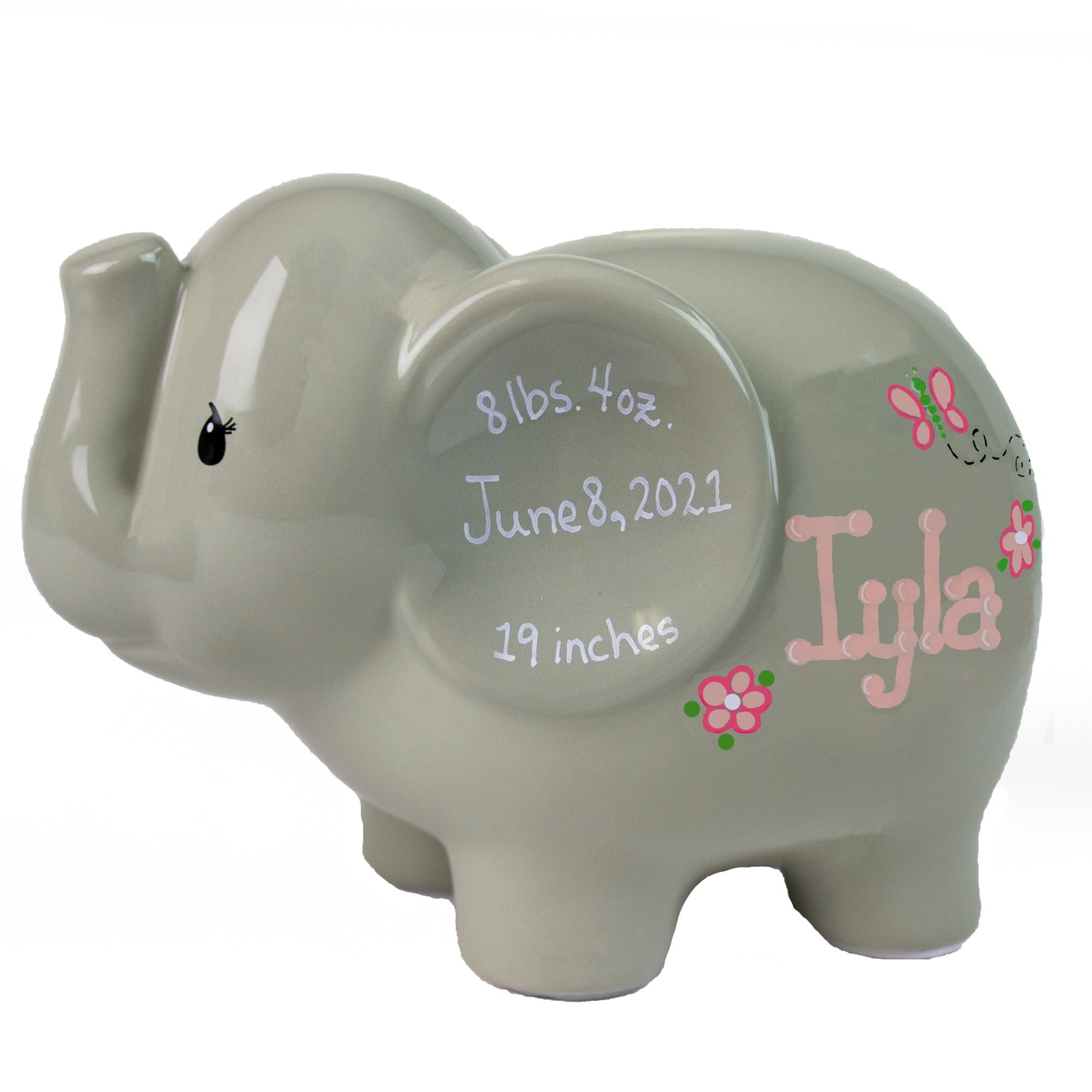 Boy Gray Personalized Elephant Bank - MyBambino.com
