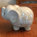 Boy Gray Personalized Elephant Bank - MyBambino.com