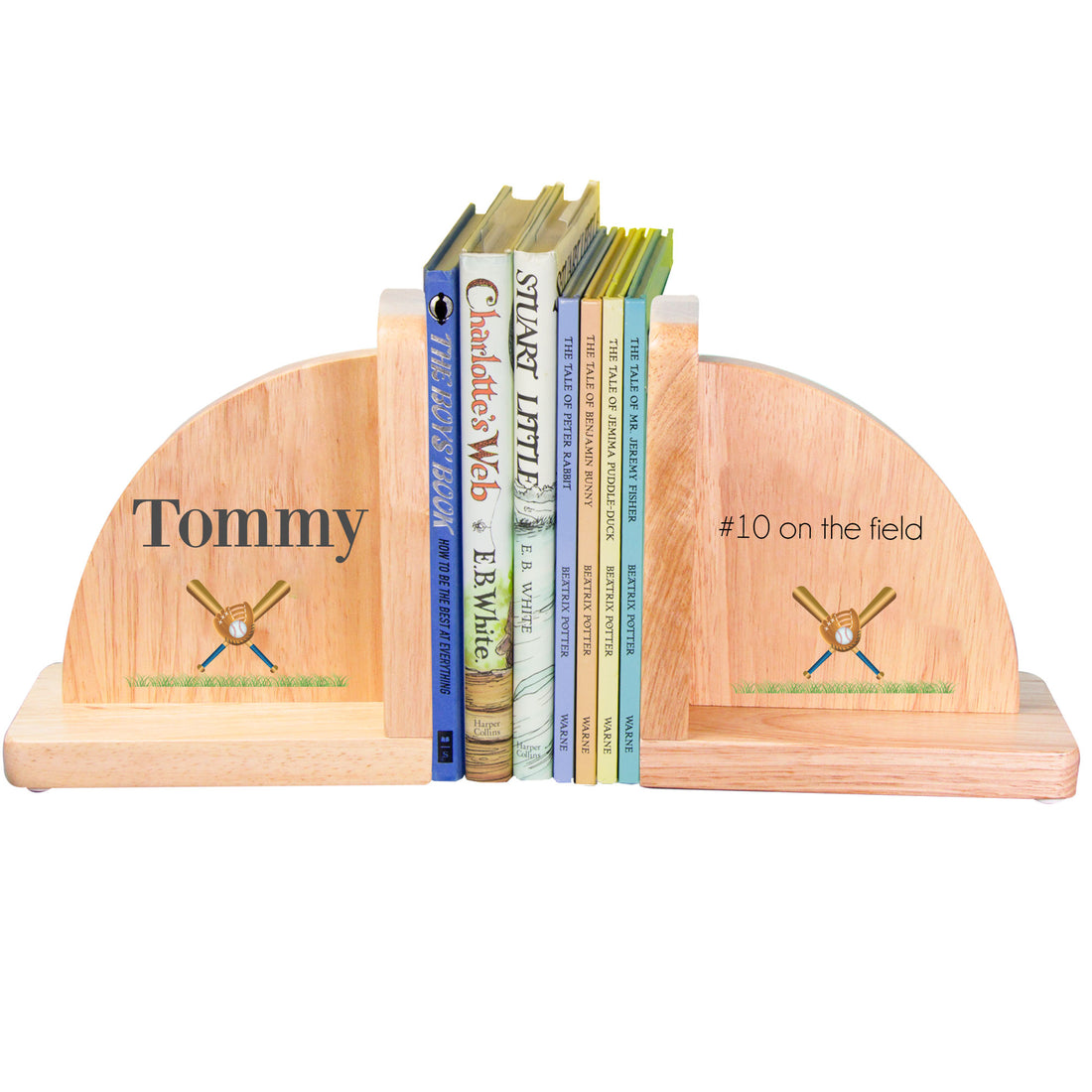 Natural Wood Baseball Bookends - MyBambino.com