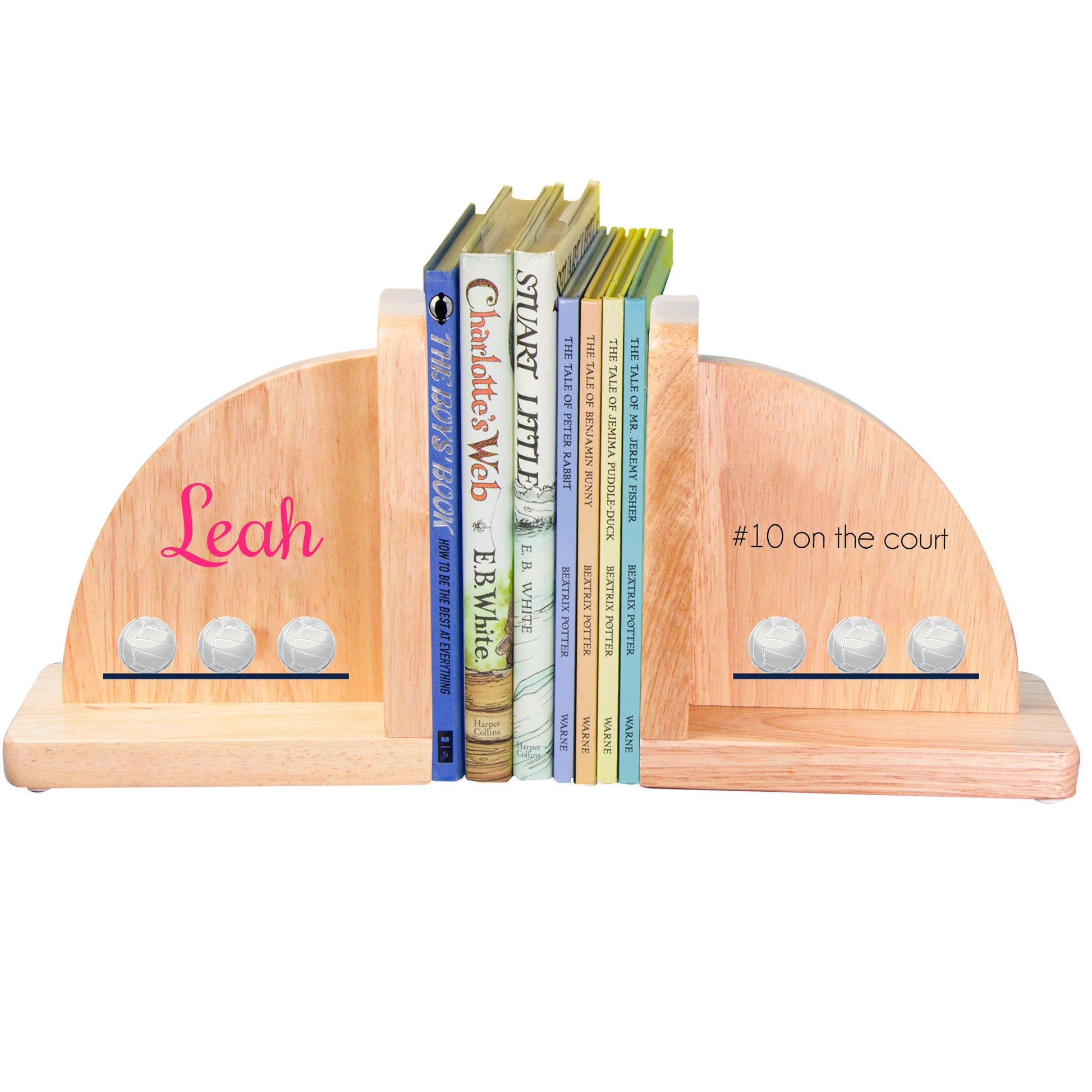 Natural Wood Volleyball Bookends