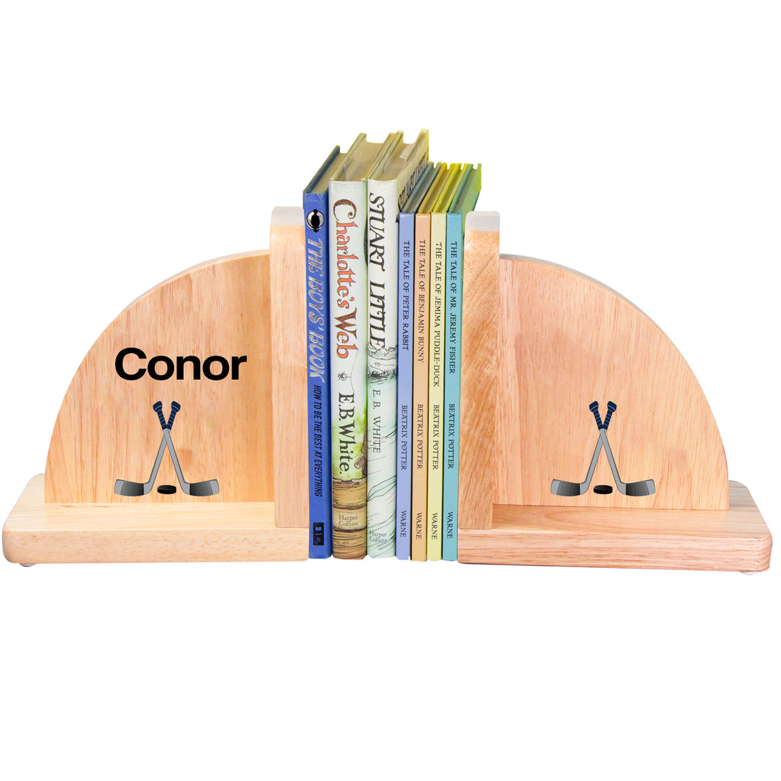 Natural Wood Ice Hockey Bookends - MyBambino.com