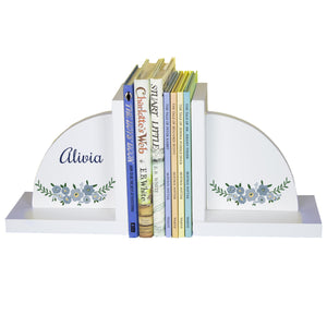 White Bookends - Blue Spring Floral