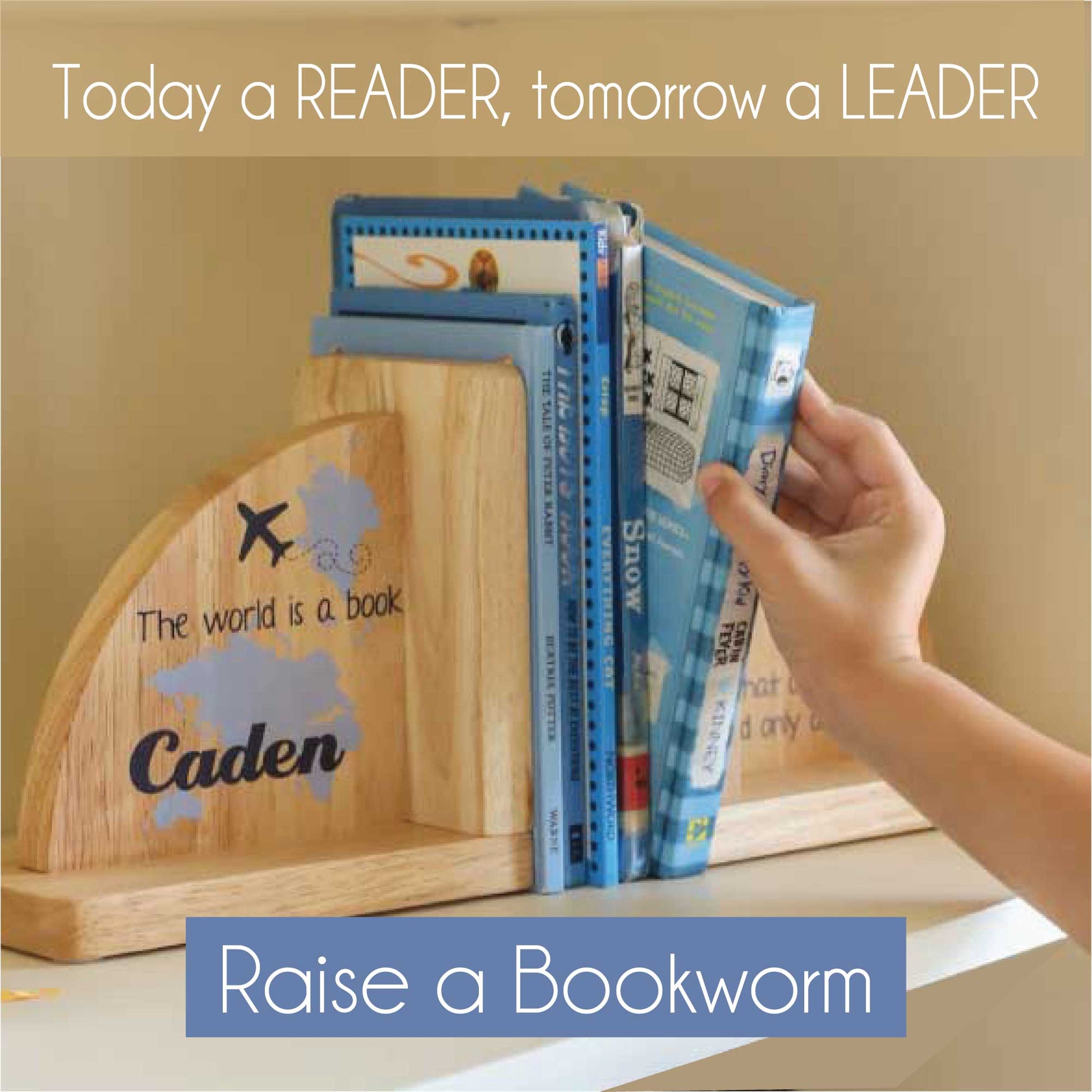 Natural Wood Lucky Clover Bookends - MyBambino.com