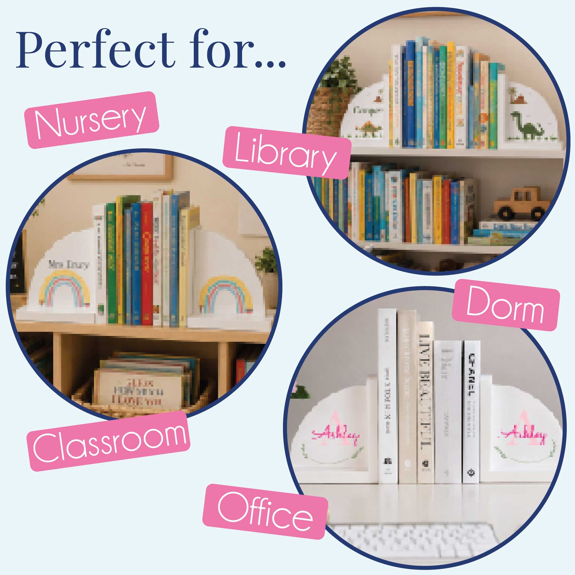 Personalized Celestial Moon White Bookends - MyBambino.com