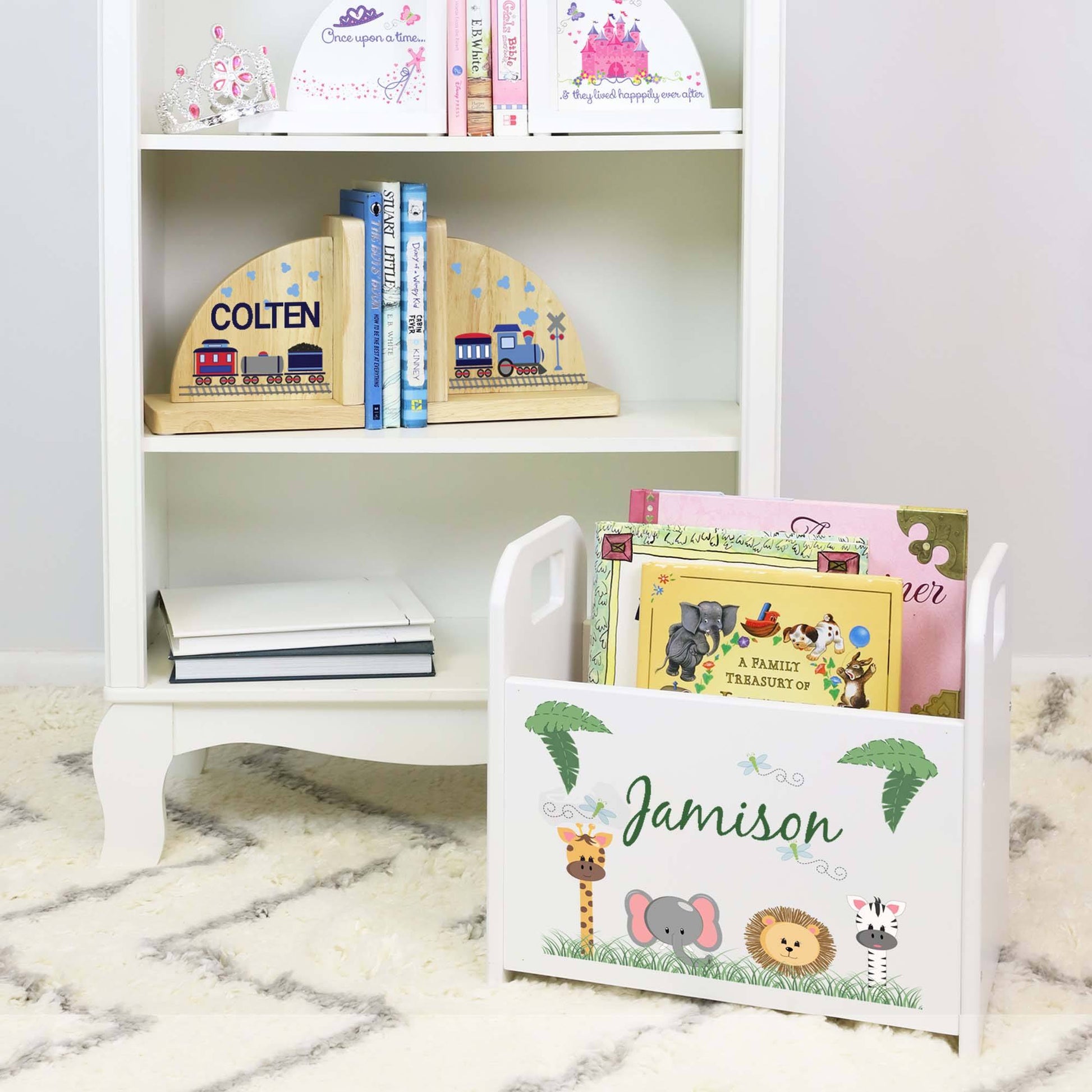 Personalized Boho Rainbow White Bookends - MyBambino.com