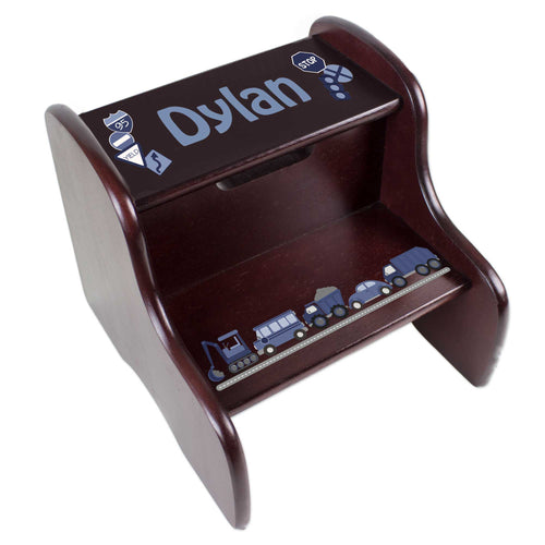 Personalized Transportation Espresso Two Step Stool
