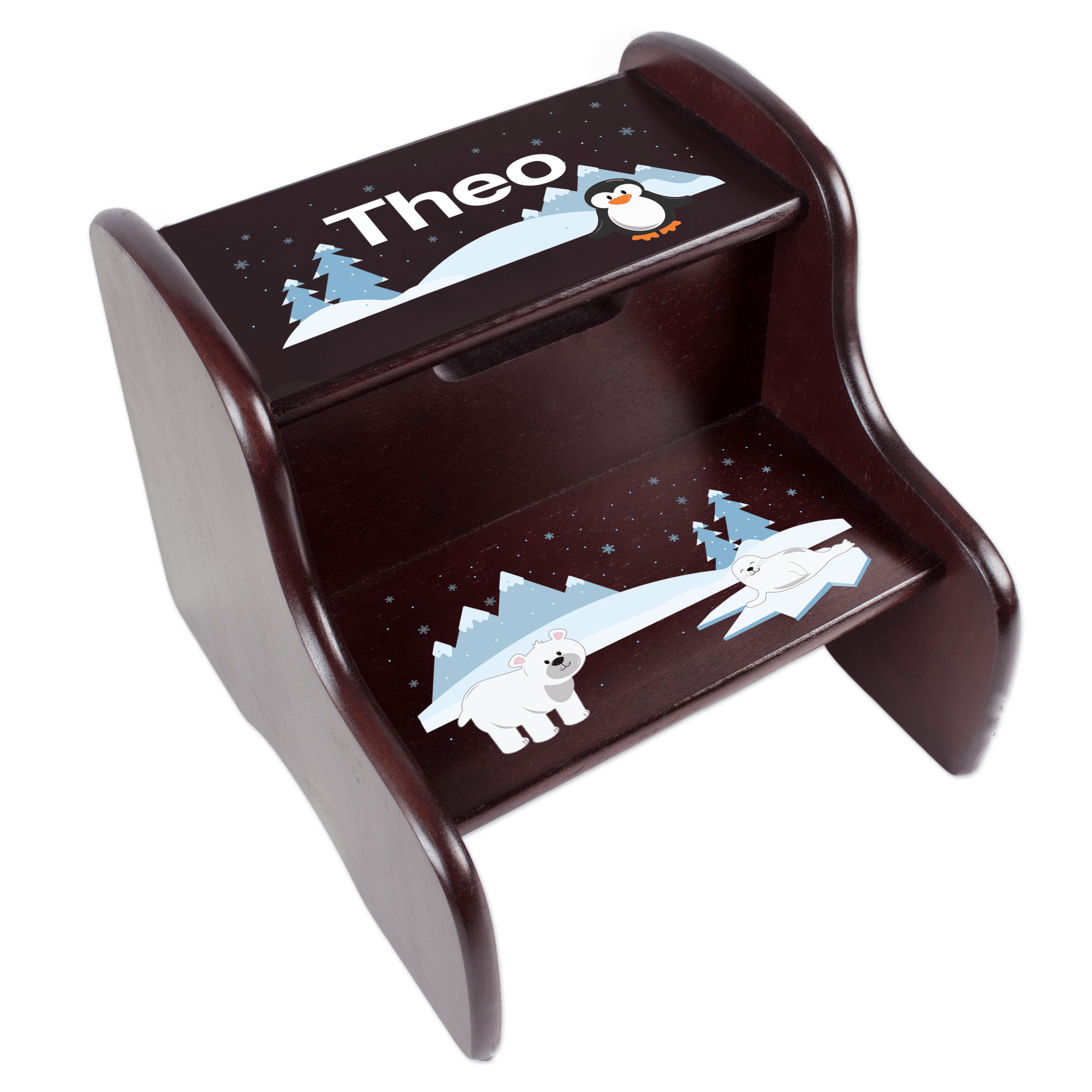 Child's Espresso Arctic Animal Two Step Stool - MyBambino.com