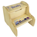 Train Natural Wood Two Step Stool - MyBambino.com