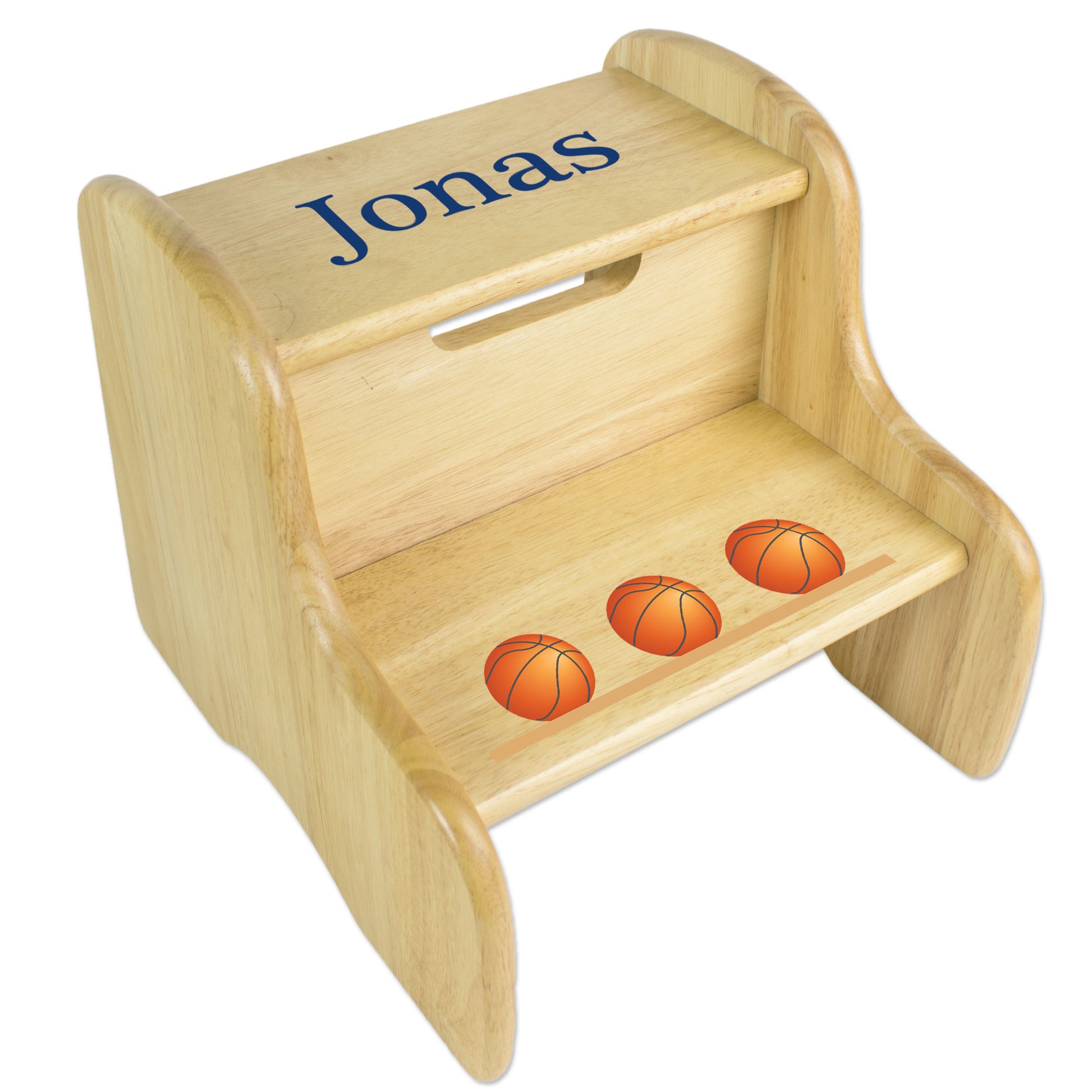 Basketball Natural Wood Two Step Stool