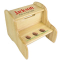 Football Natural Wood Two Step Stool