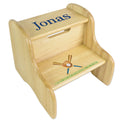 Baseball Natural Wood Two Step Stool