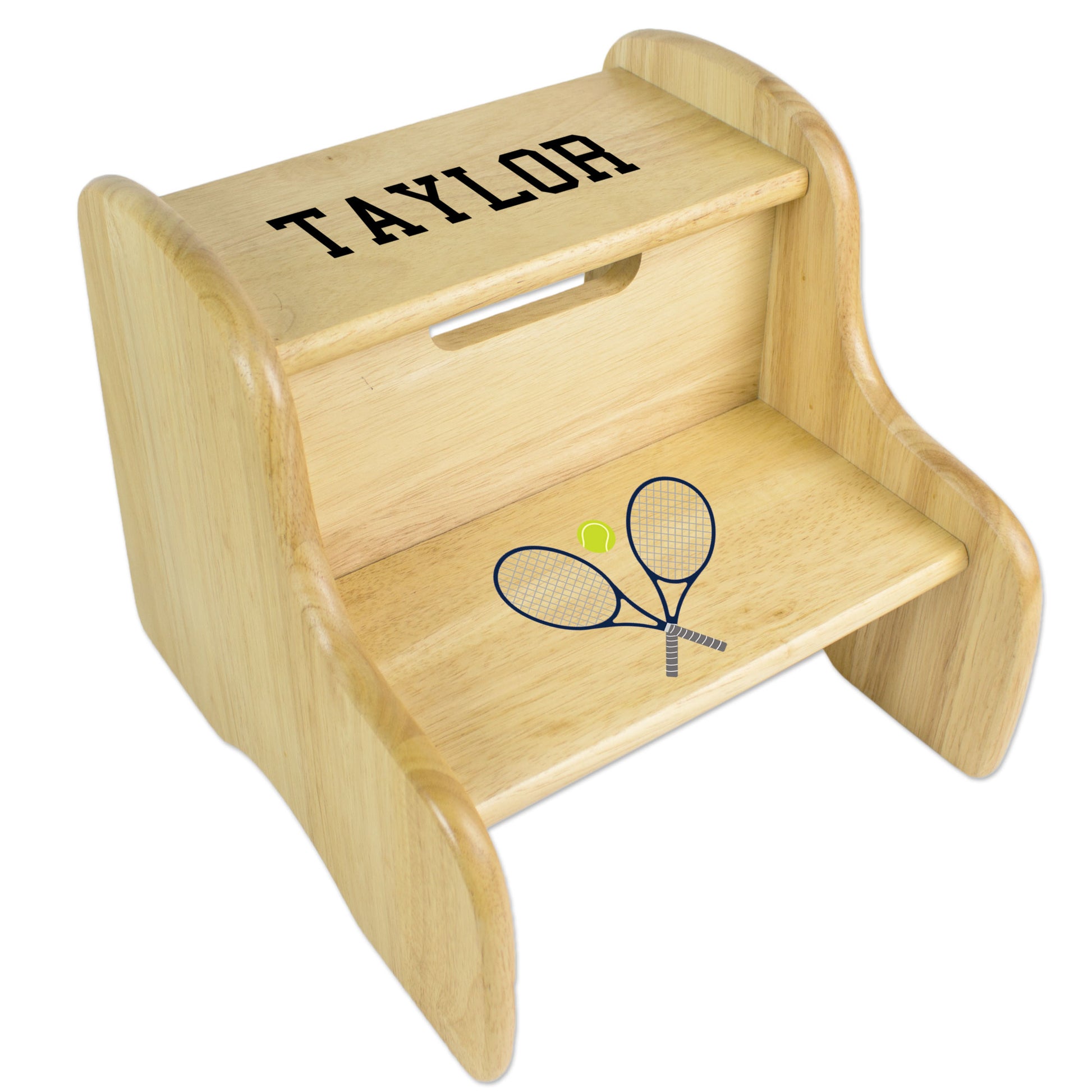 Tennis Natural Wood Two Step Stool