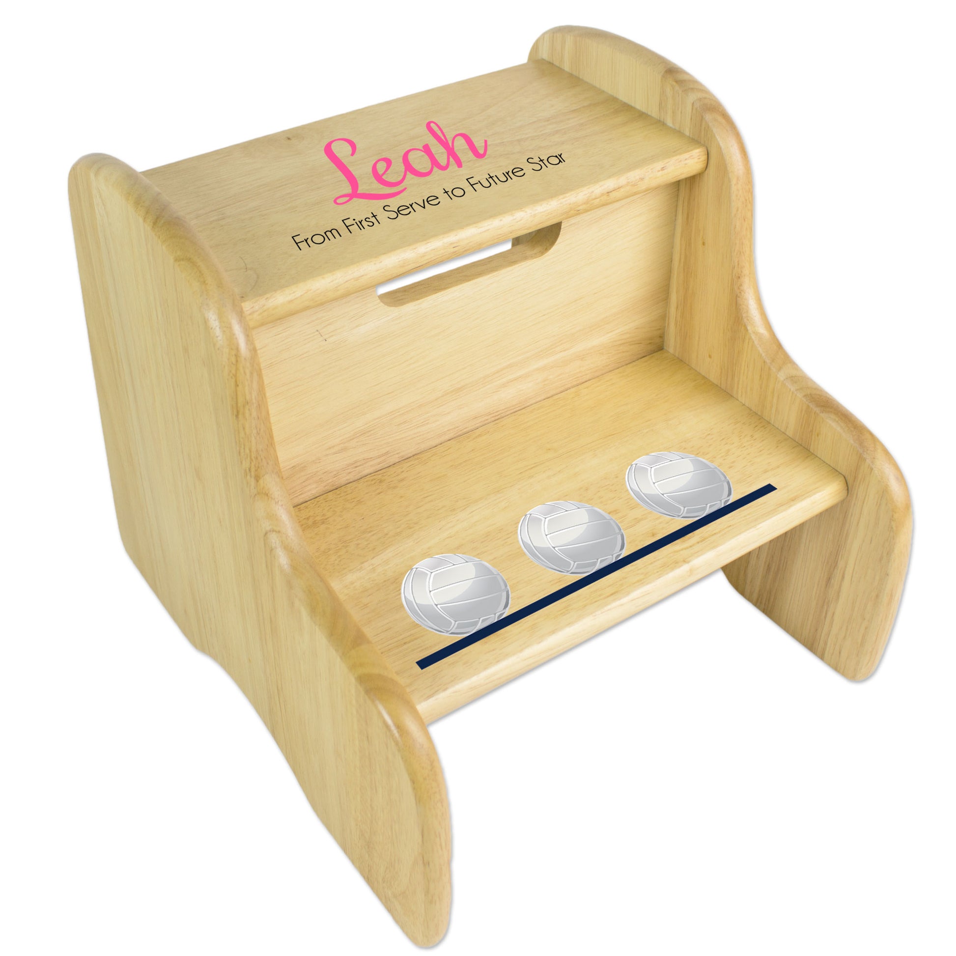 Volleyball Natural Wood Two Step Stool