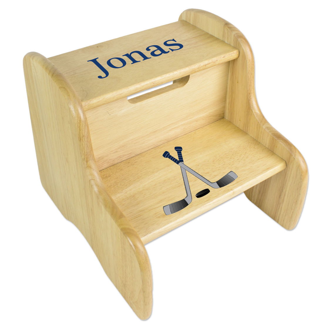 Ice Hockey Natural Wood Two Step Stool - MyBambino.com