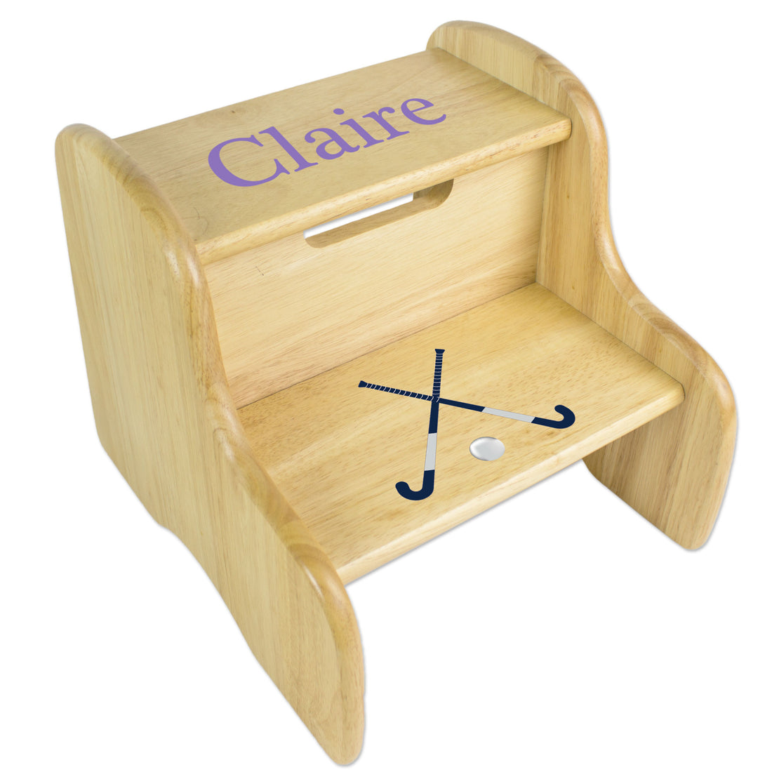 Field Hockey Natural Wood Two Step Stool - MyBambino.com