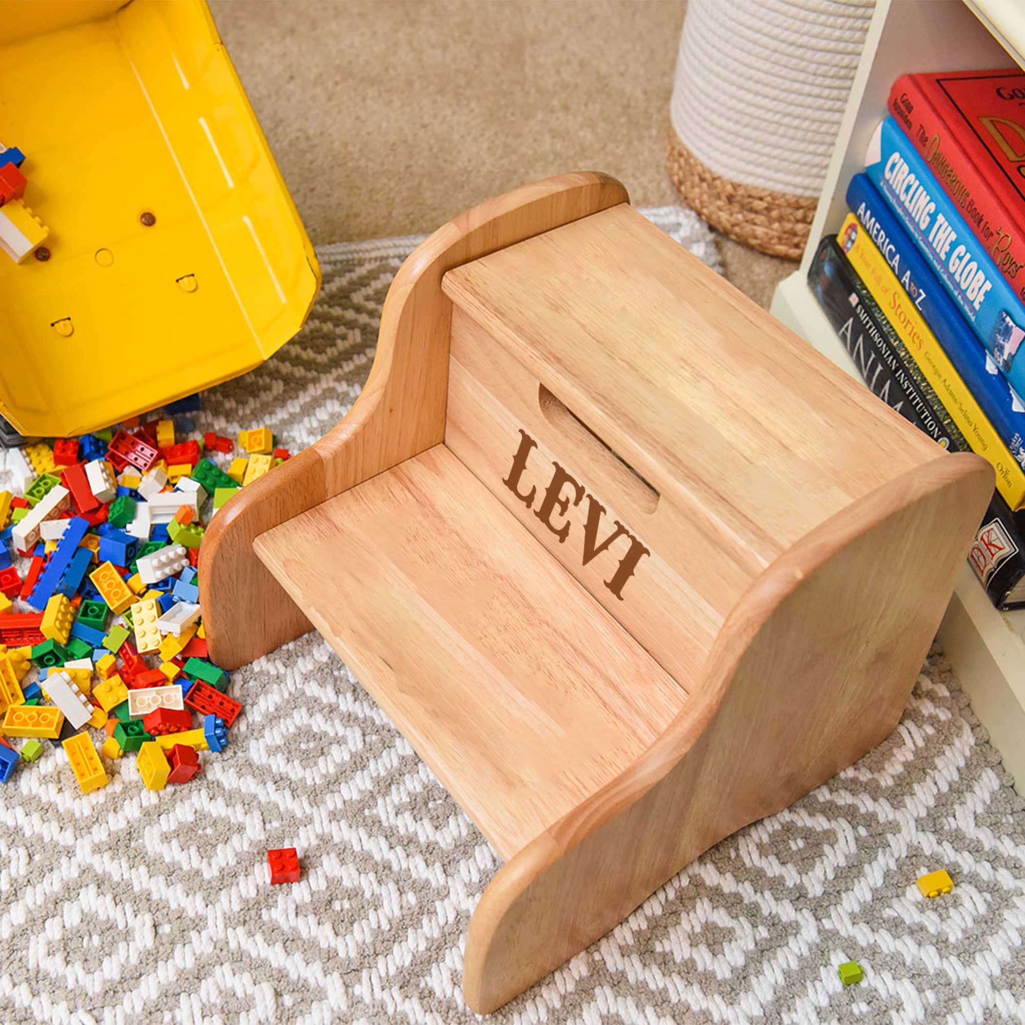 Engraved Child Wood Two Step Stool | My Bambino