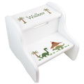 Child's White Green Dinosaur Two Step Stool - MyBambino.com