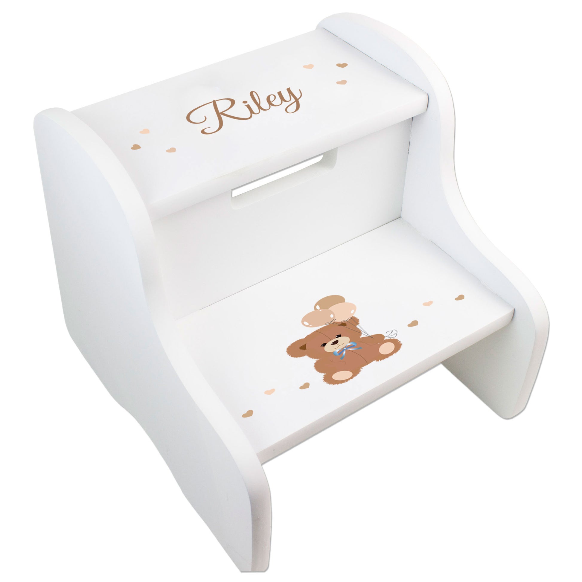 Personalized Classic Teddy Bear White Two Step Stool - MyBambino.com
