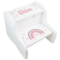 Personalized Mauve Rainbow White Two Step Stool - MyBambino.com