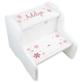 Personalized Mauve Daisy White Two Step Stool - MyBambino.com