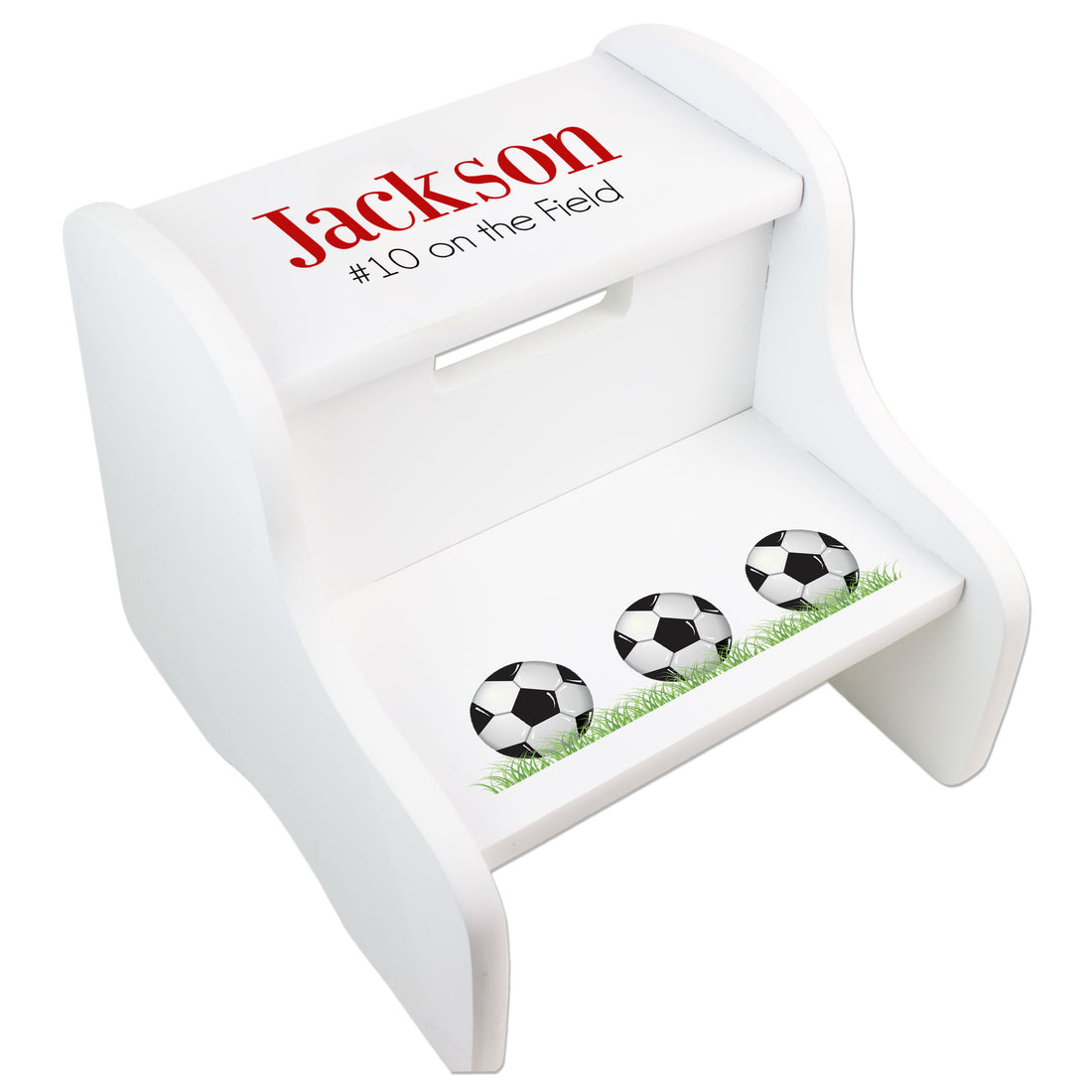 Child's White Soccer White Two Step Stool - MyBambino.com