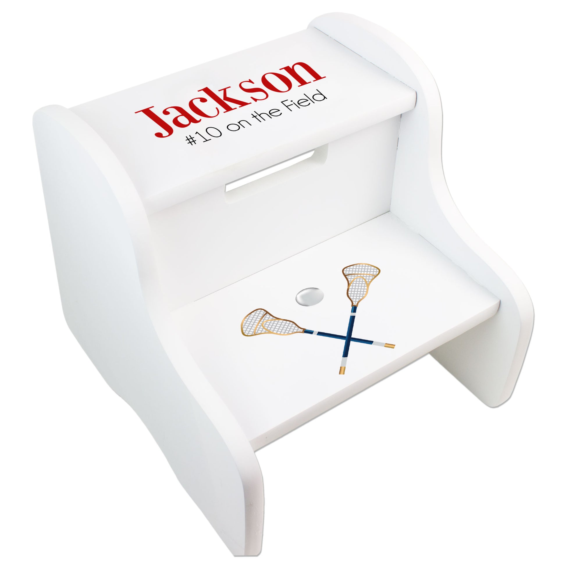 Child's White Lacrosse Sticks White Two Step Stool - MyBambino.com