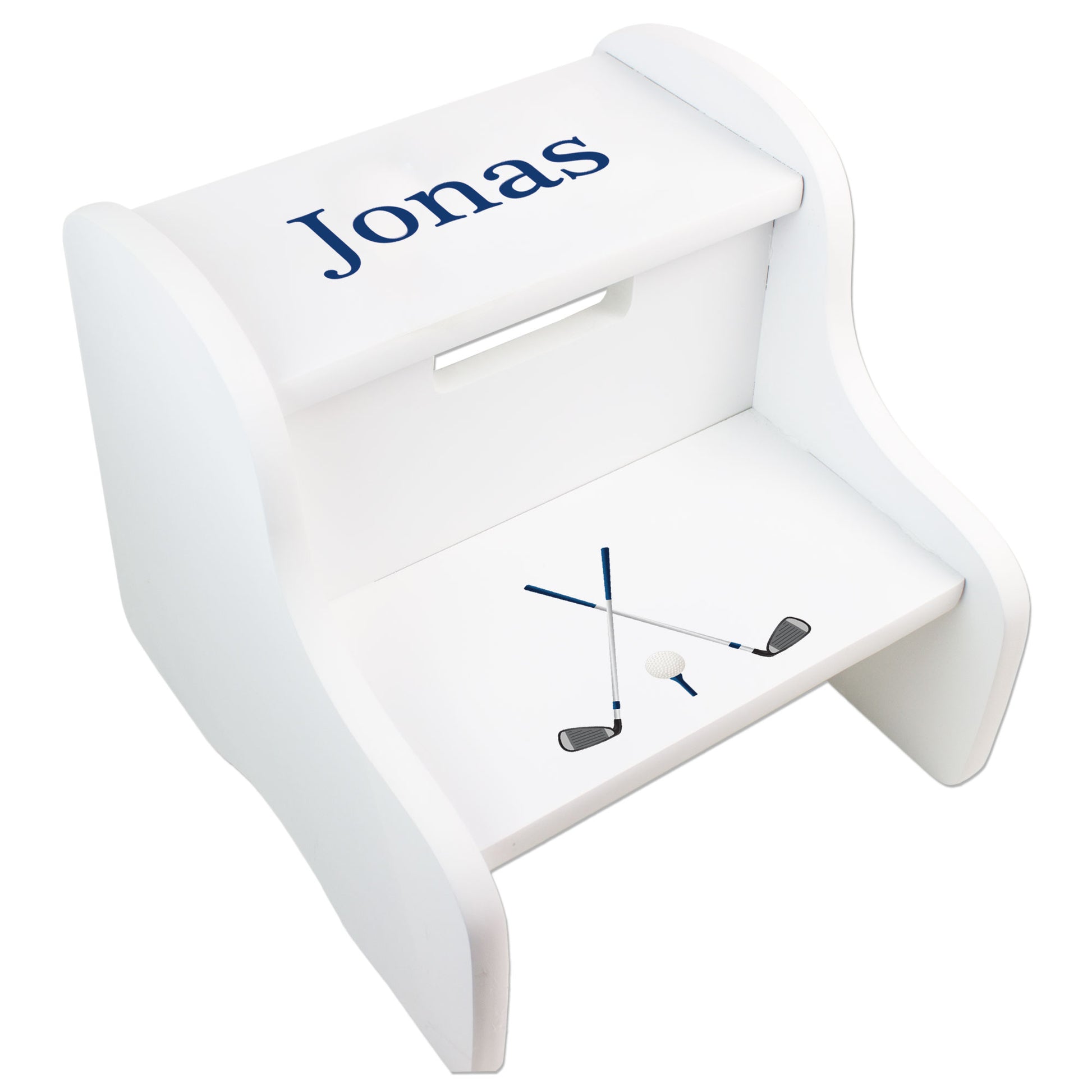 Child's White Personalized Golf Two Step Stool - MyBambino.com