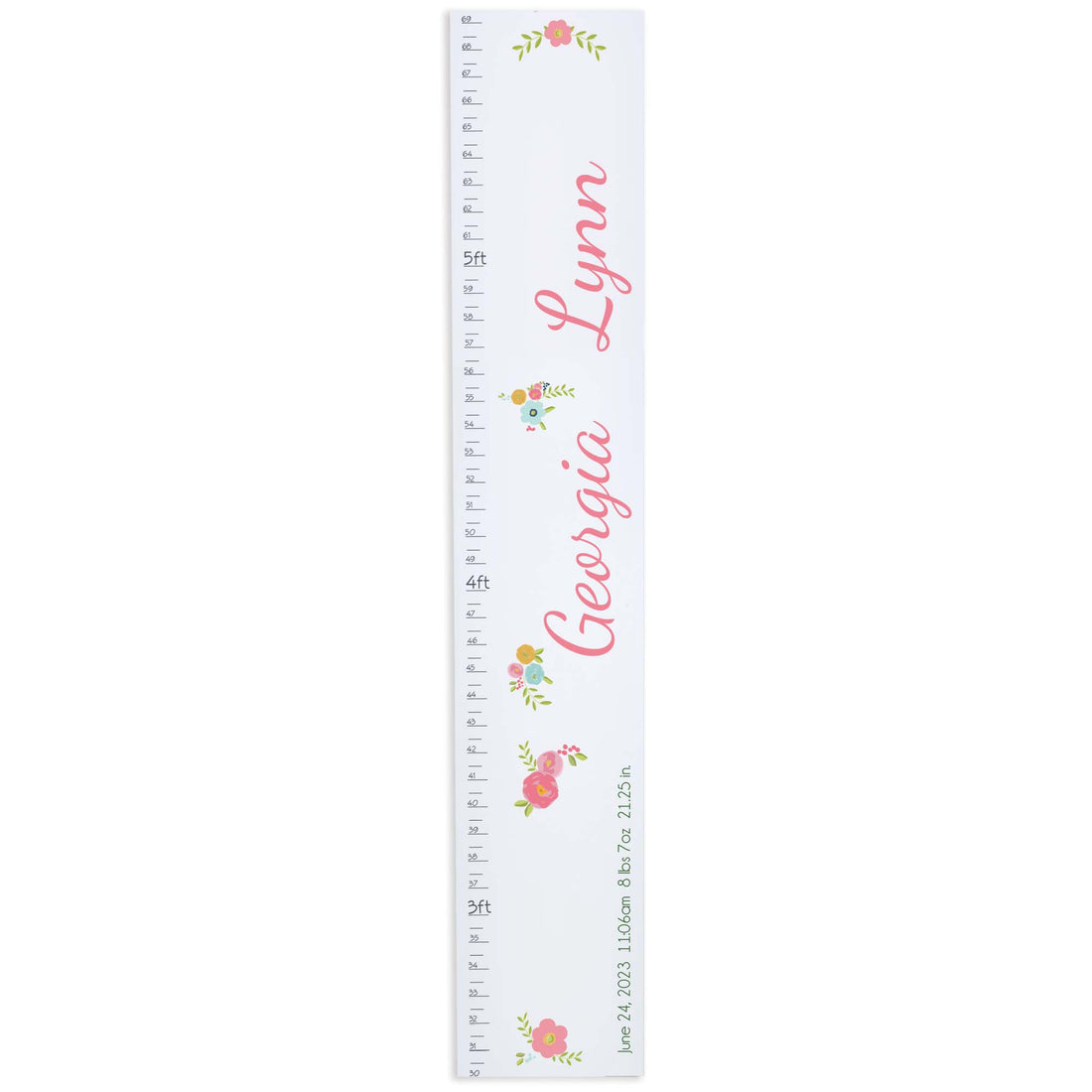 Spring Floral Growth Chart with birth information